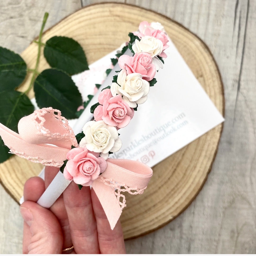 White And Pink Floral Band