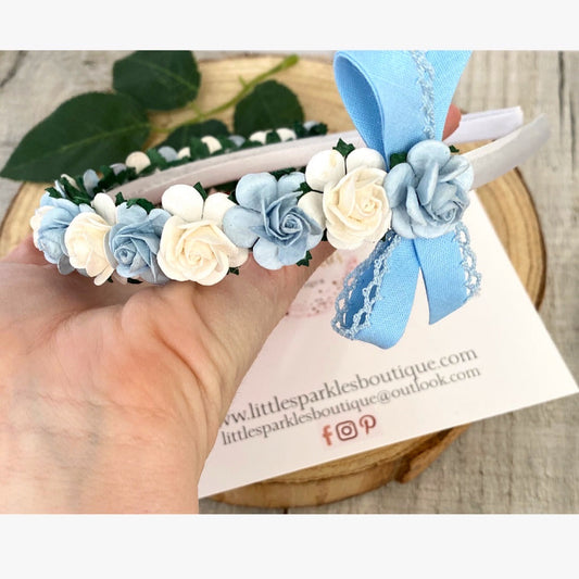 Baby Blue And White Floral  Band