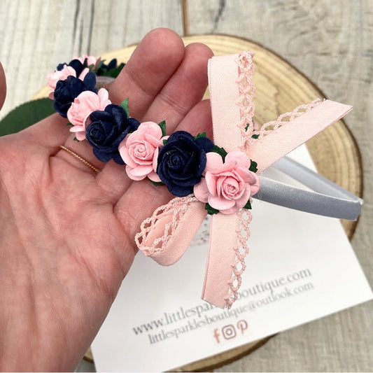 Navy and pink headband