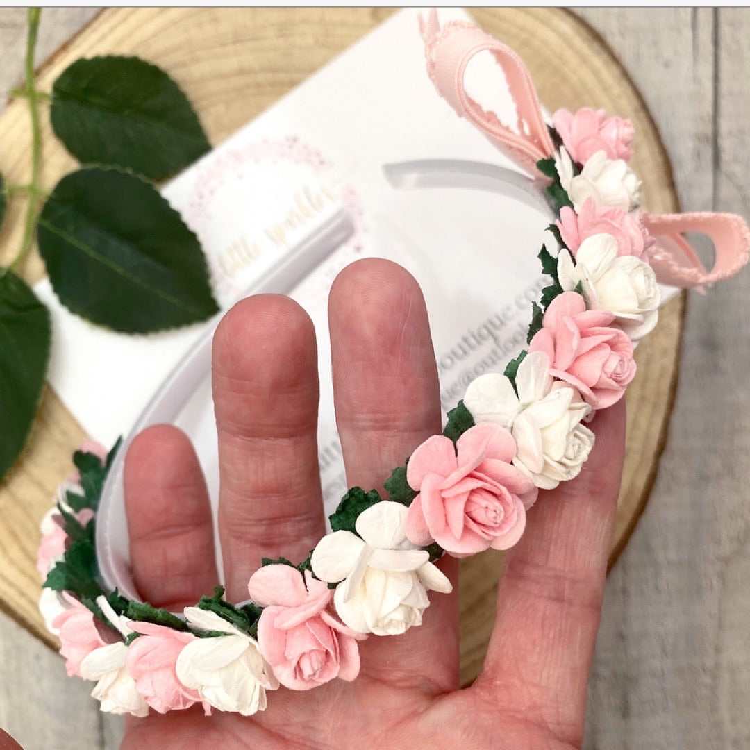 White And Pink Floral Band