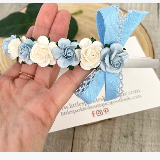 Baby Blue And White Floral  Band