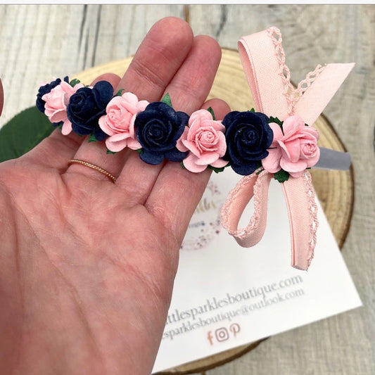 Navy and pink headband